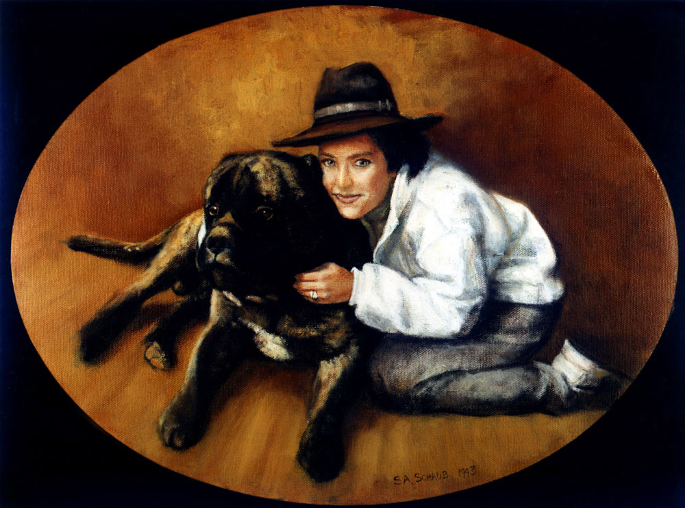 'Woman with Russian Wolfhound'