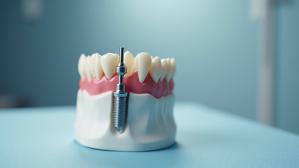 Eye-level view of a dental implant model used in practical training
