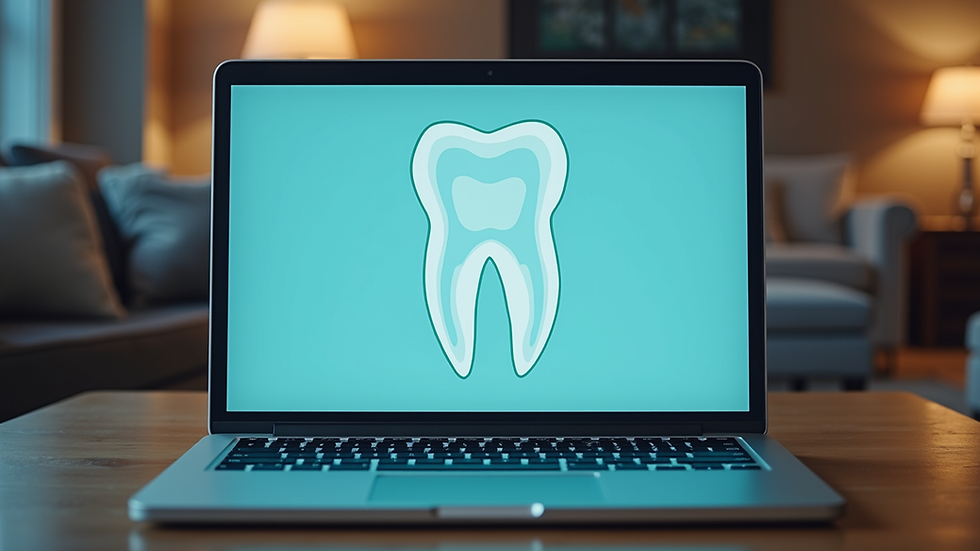 Eye-level view of a laptop displaying an online dental course interface