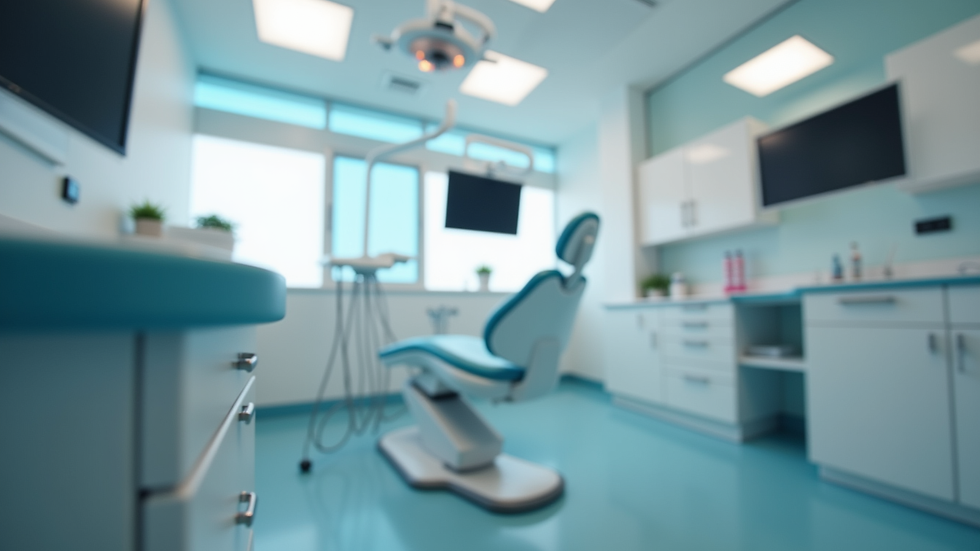 Eye-level view of a modern dental clinic with equipment