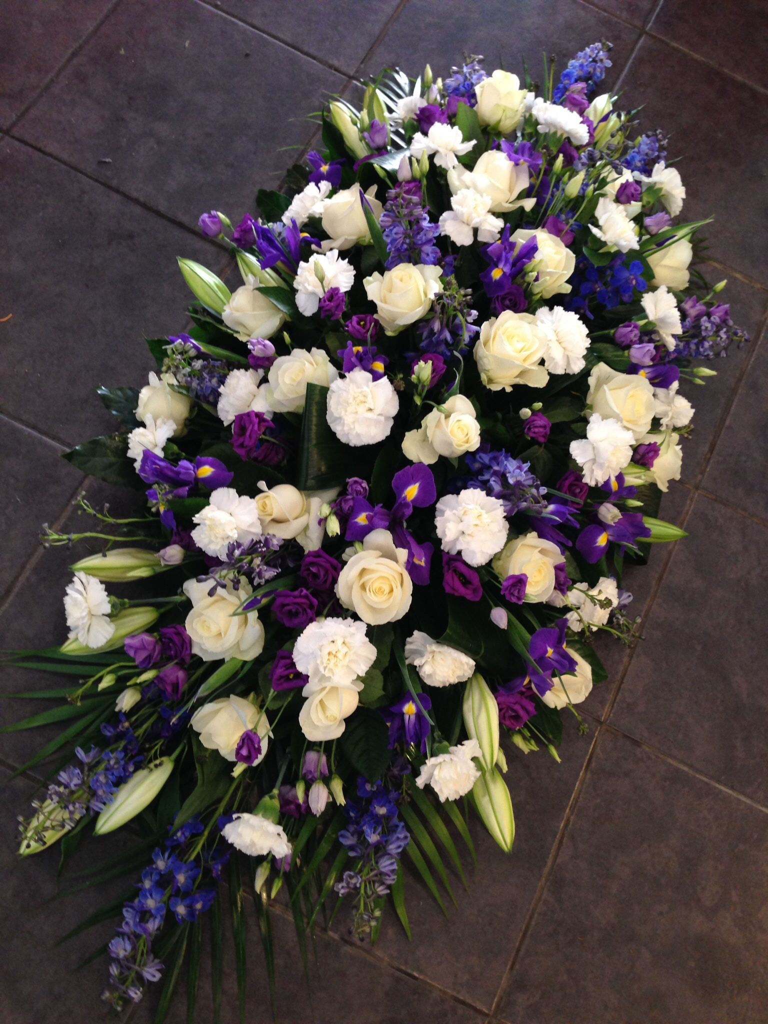 Coffin Spray; white and purple
