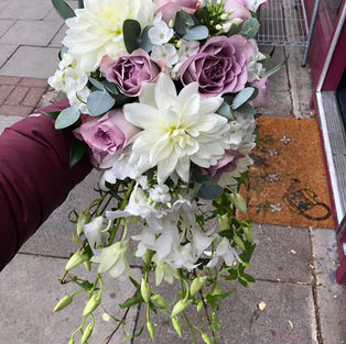 bridal shower bouquets, lilac and whites. wedding flowers