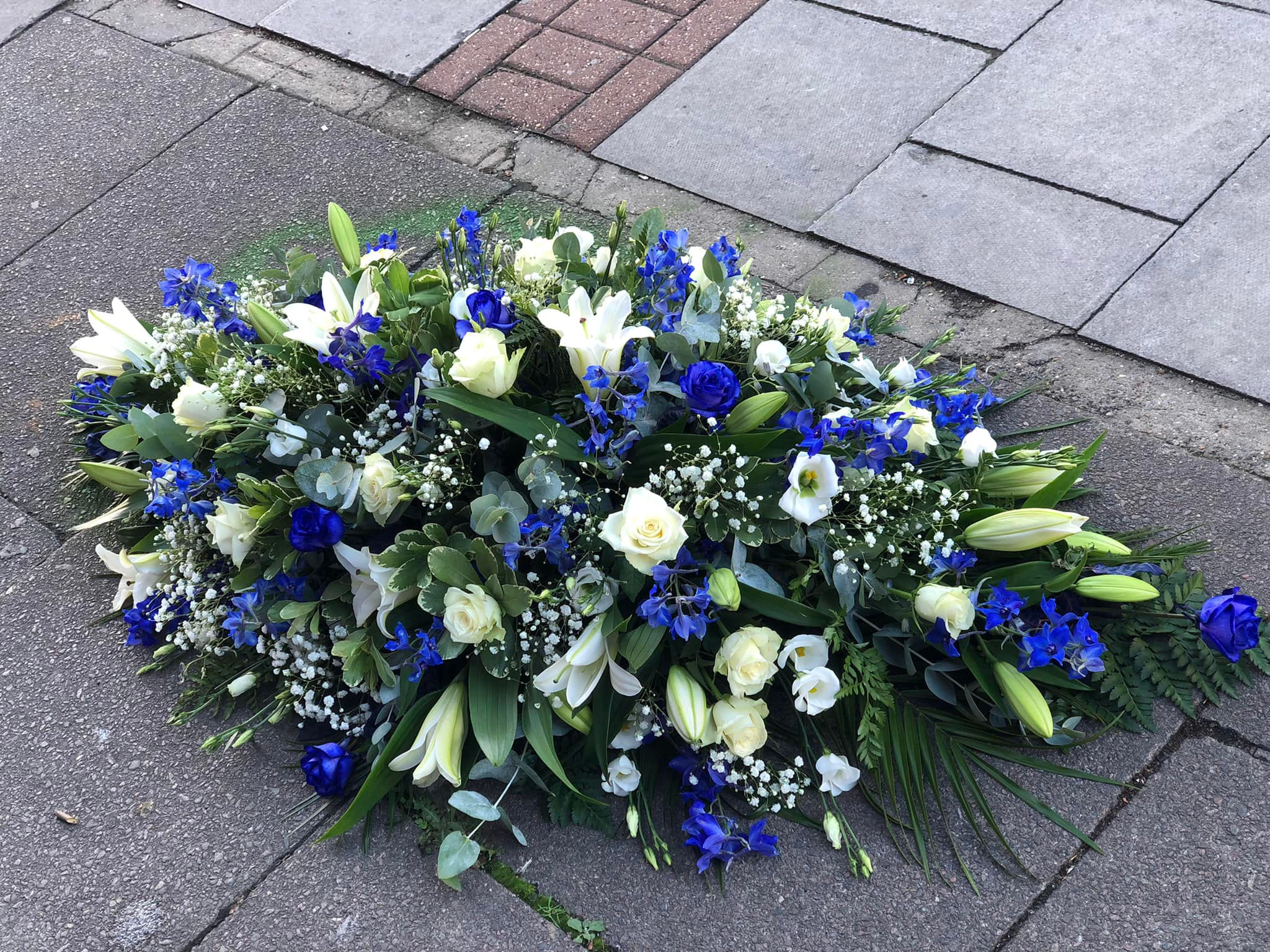 Blue and White coffin Spray Southend