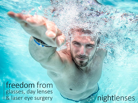 Contact lens wearer swimming