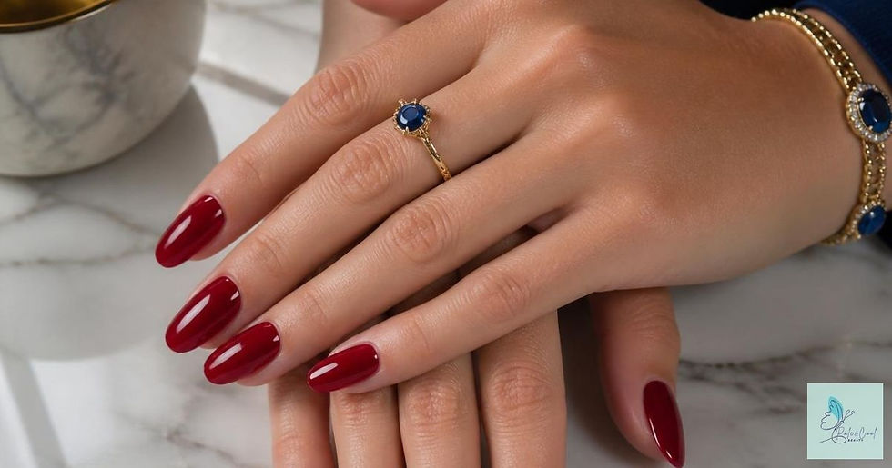 fall nails-Classic Blue-Based Red