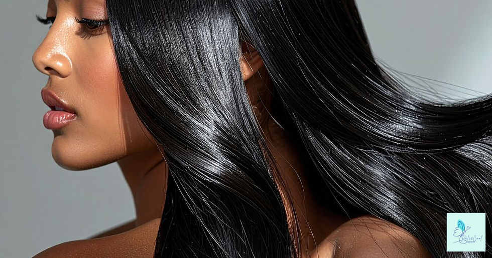 Hair Color for Cool-Toned Skin, woman with beautiful brown skin and blue-black hair