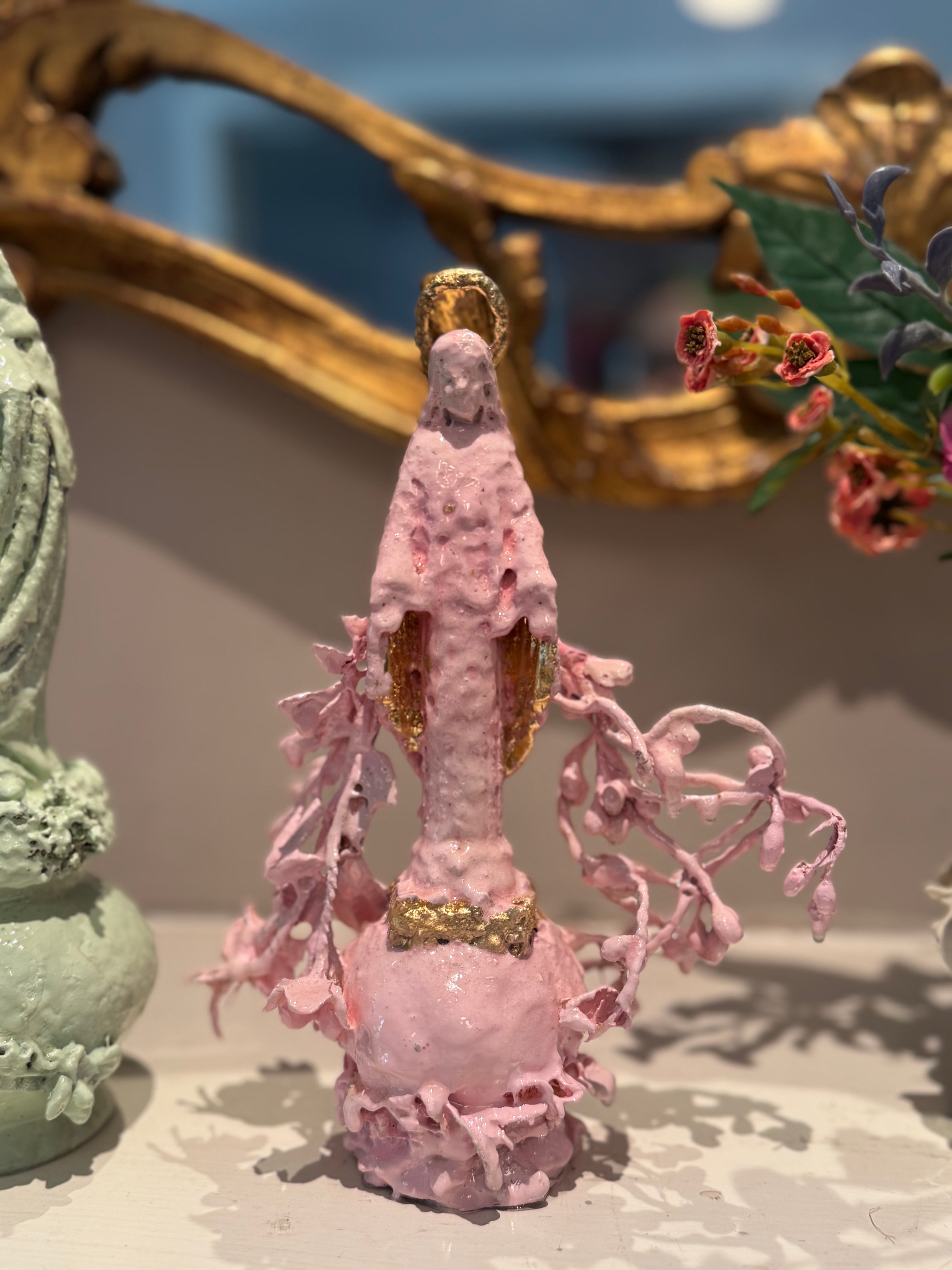 Pink Blessed Mother Mixed Media Sculpture