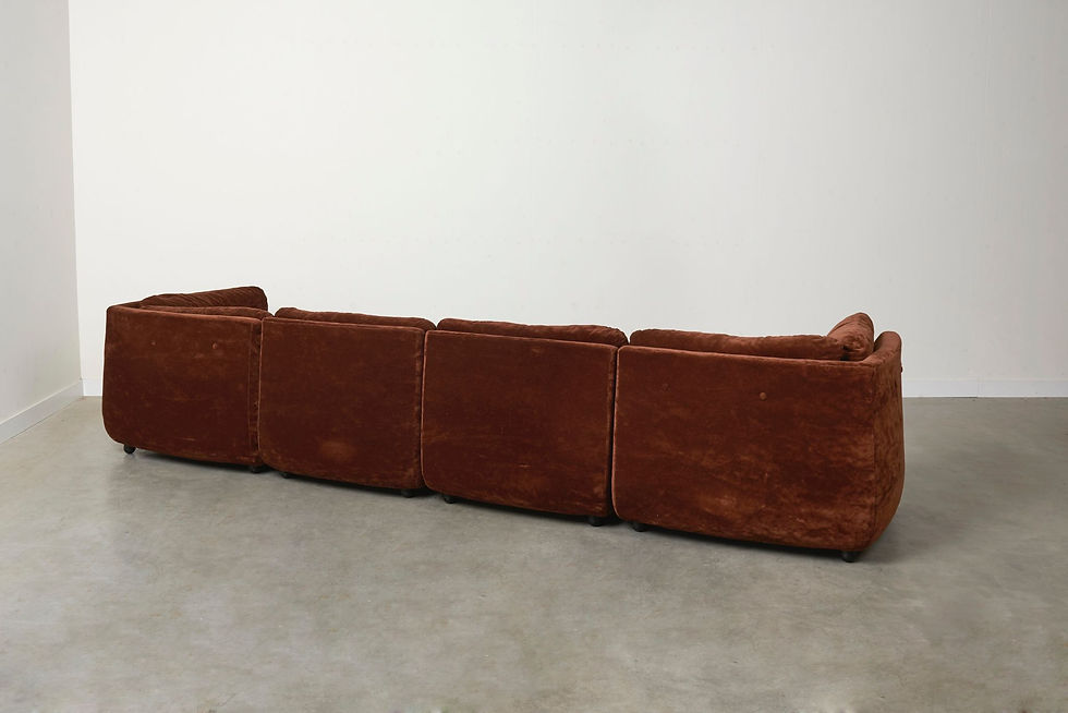 Miniature : Canapé modulable en velours marron des années 70