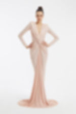 Twist Front Long Sleeve Drape Dress - Pink