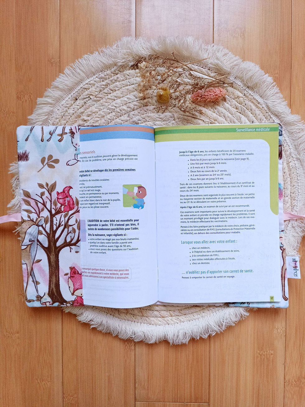 Miniature : protège carnet de santé automne ouvert