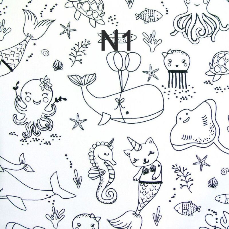 Miniature : feuille de coloriage lavable modèle animaux de la mer