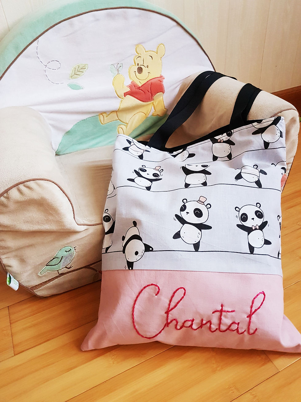 Miniature : Le tote bag personnalisable "Pandas gris"