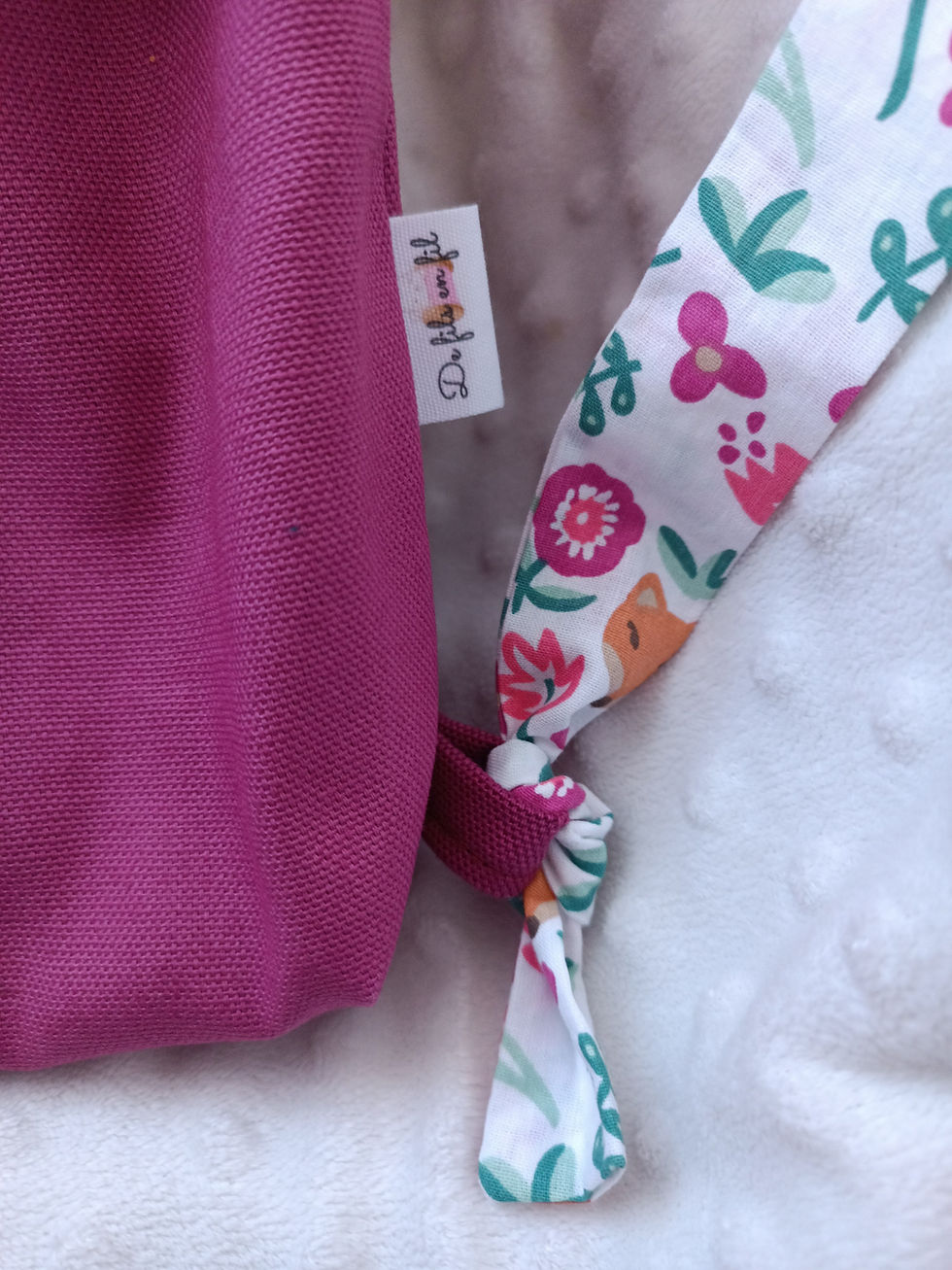 Miniature : Sac à dos enfant personnalisé renards et fleurs avec bretelles réglables