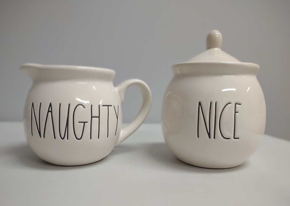 Thumbnail: Rae Dunn Naughty & Nice Cream & Sugar Set