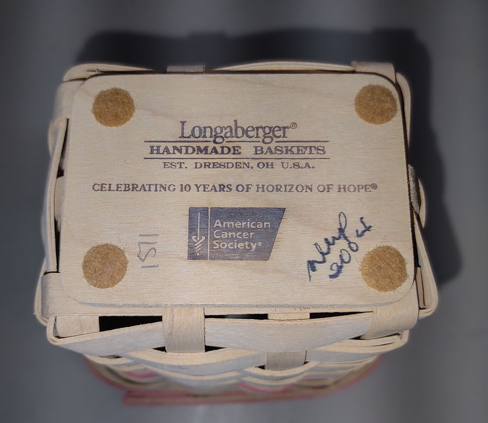 Thumbnail: Longaberger (10 YR Celebration) 2004 Horizon of Hope Basket (w/ bracelet)