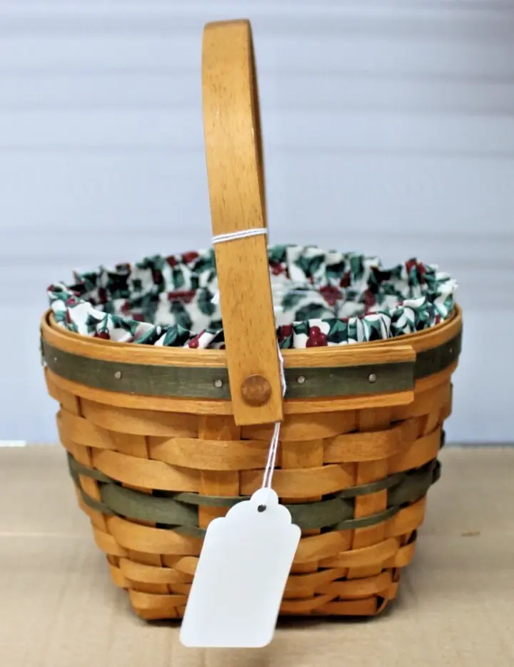 Thumbnail: Longaberger 1994 Green Jingle Bell Basket Christmas Coll.