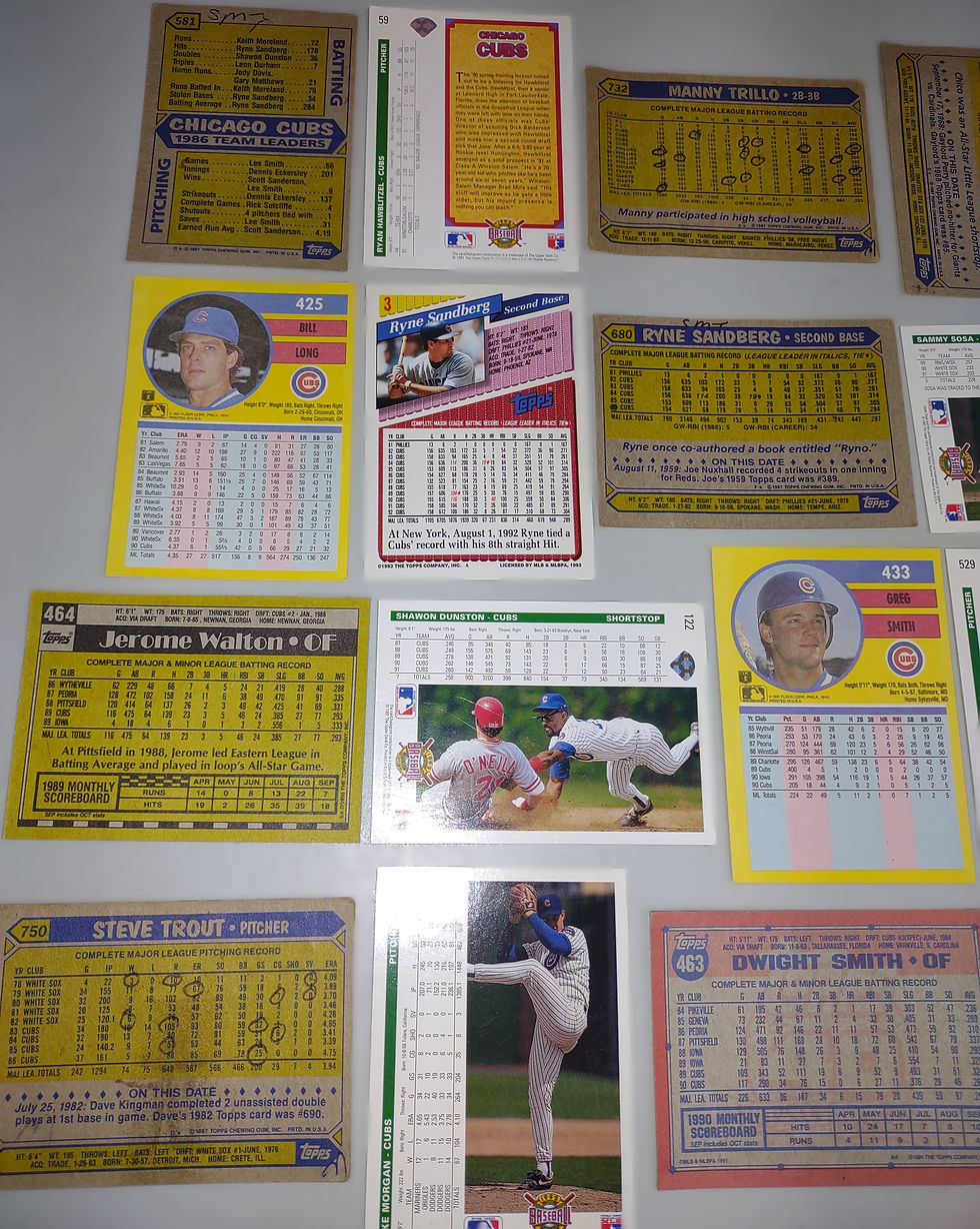 Thumbnail: Set (Sheet) of 11 Vintage Chicago Cubs Player Cards