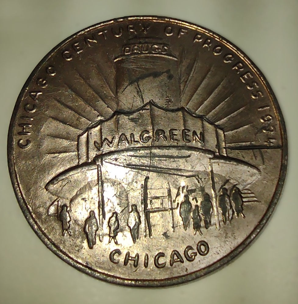 Thumbnail: 1934 World's Fair Chicago Century Of Progress 1934 Large Token Coin 2.5"
