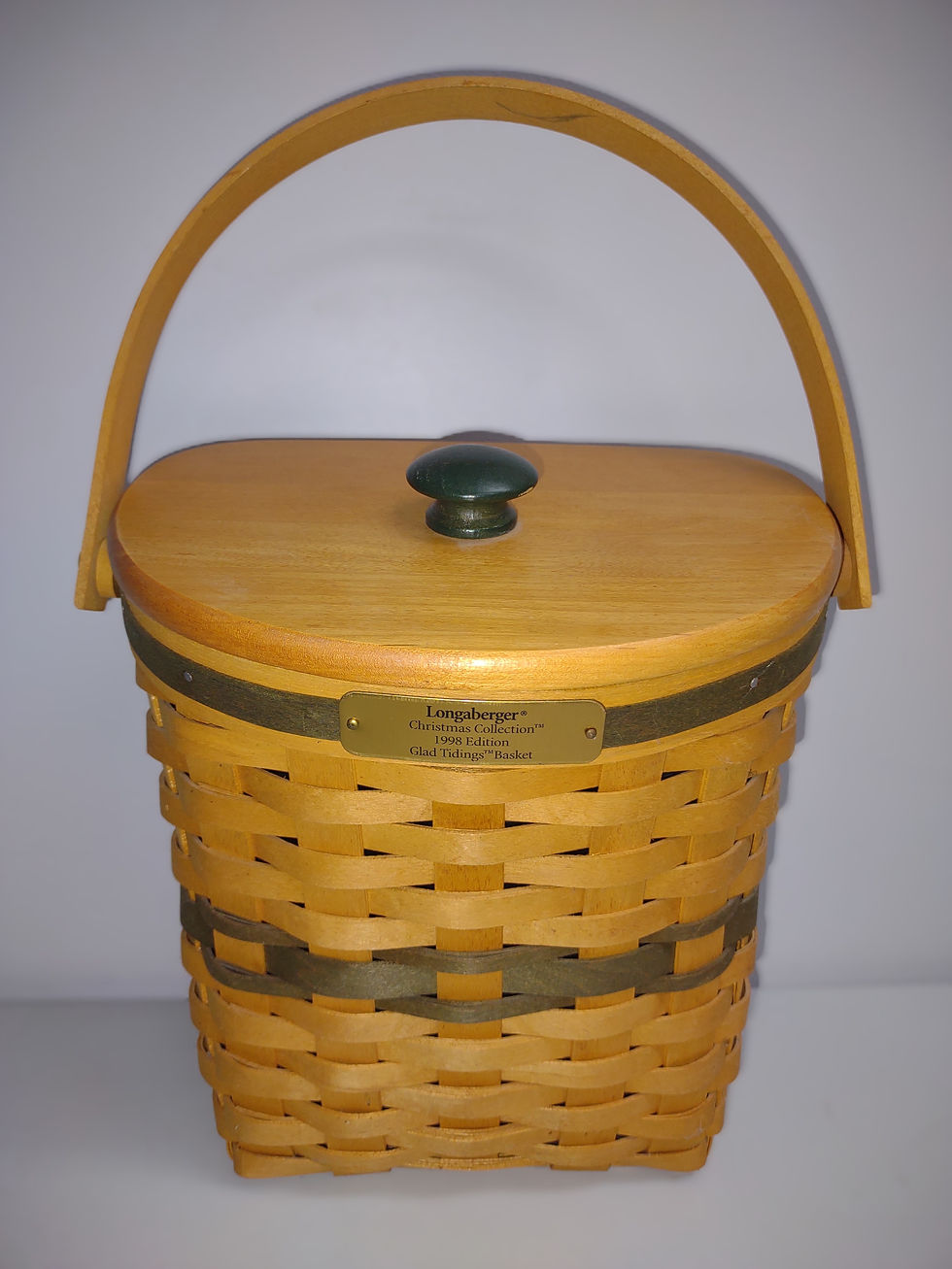 Thumbnail: Longaberger 1998 Green Glad Tidings Basket Christmas Collection