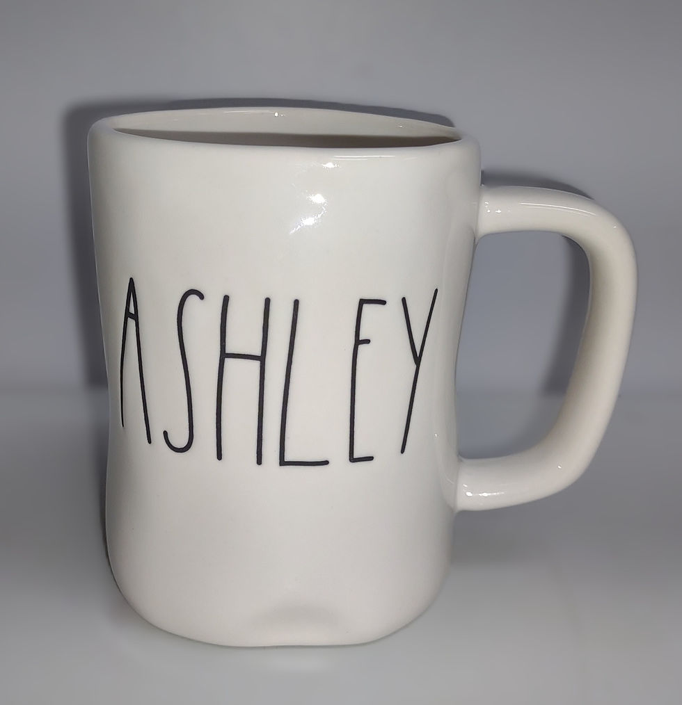 Rae Dunn "Ashley" White Ceramic Mug