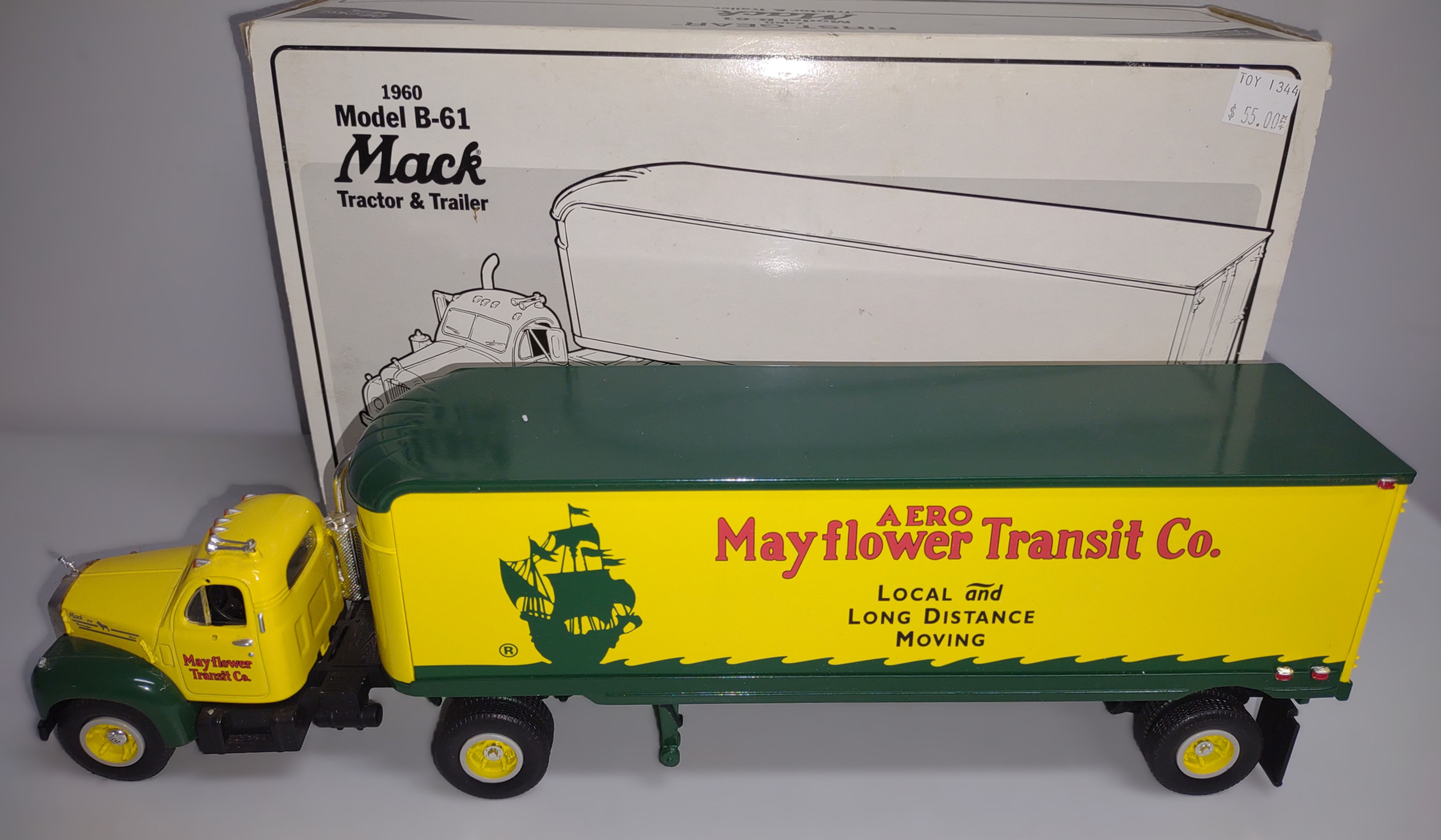 First Gear Mayflower Model 1960 B-61 Mack Tractor & Trailer Die Cast