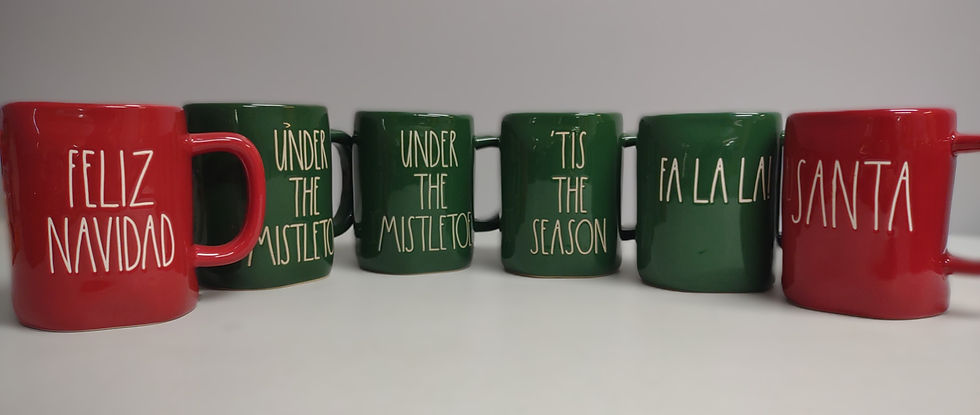 Rae Dunn Red & Green Holiday Mugs