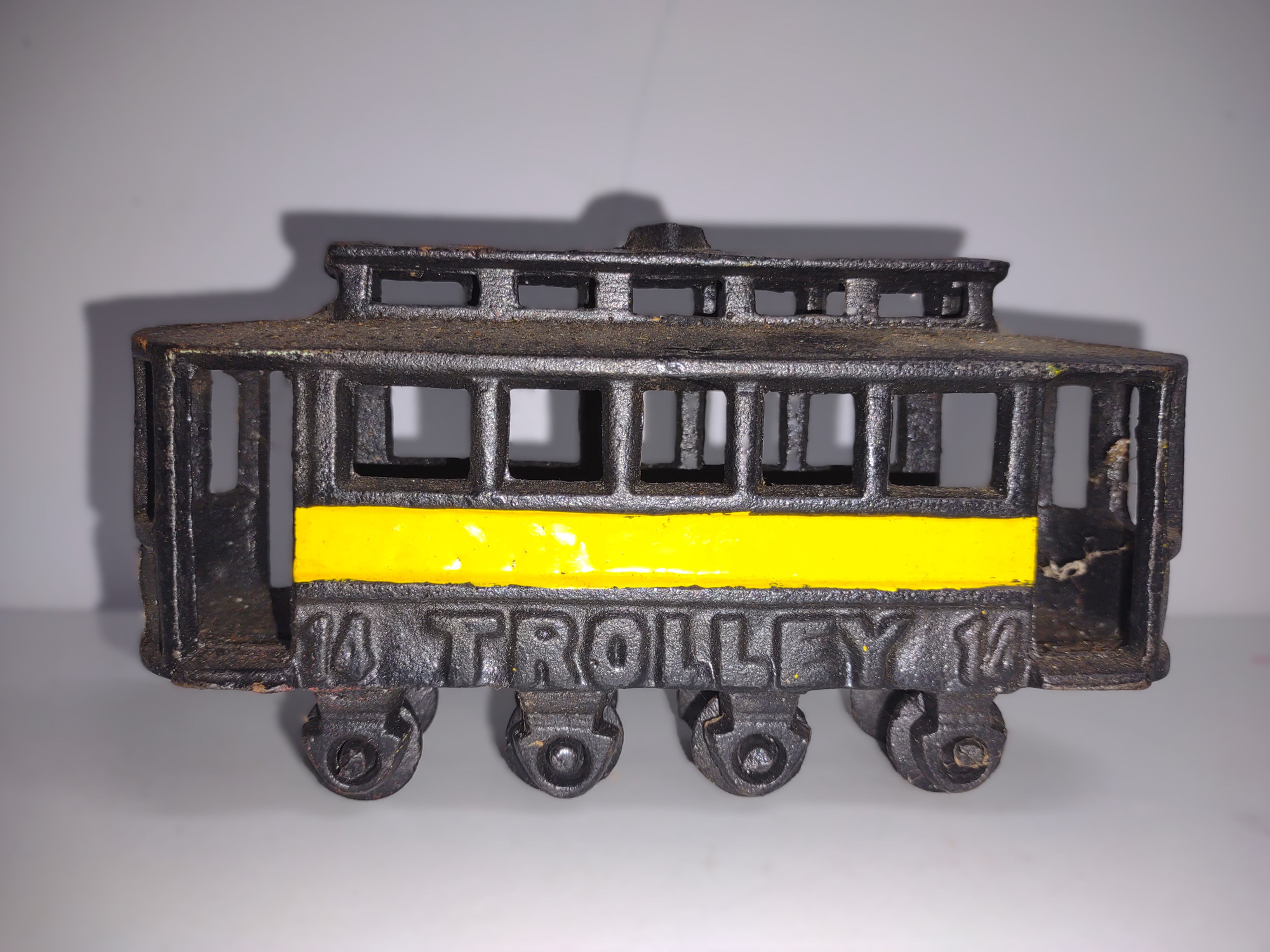 Yellow & Black Cast Iron 14 Trolley Toy