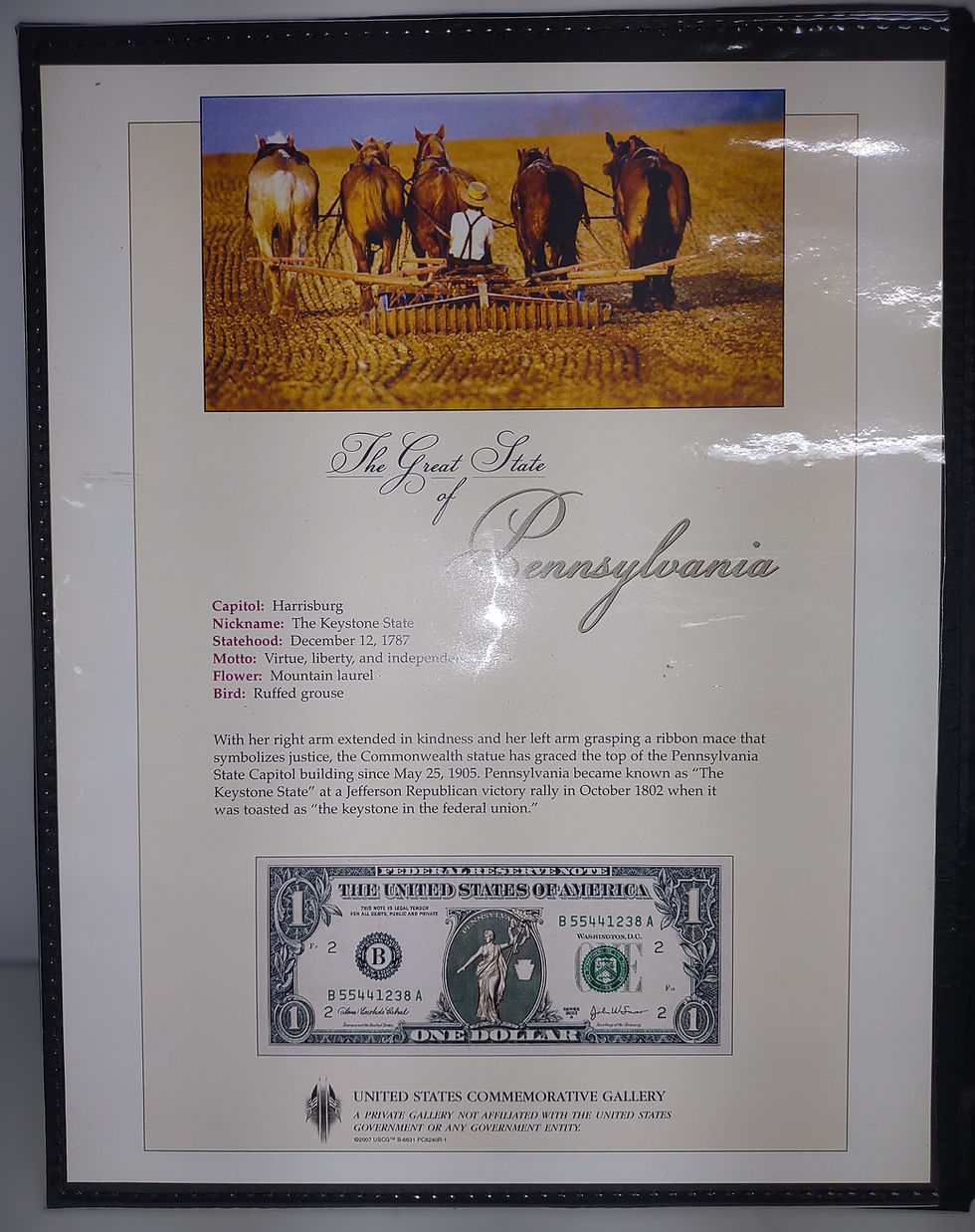 Thumbnail: The Great State Of Pennsylvania, 1 Sheet Uncut $1 Bills & 1 Gold Bar Set