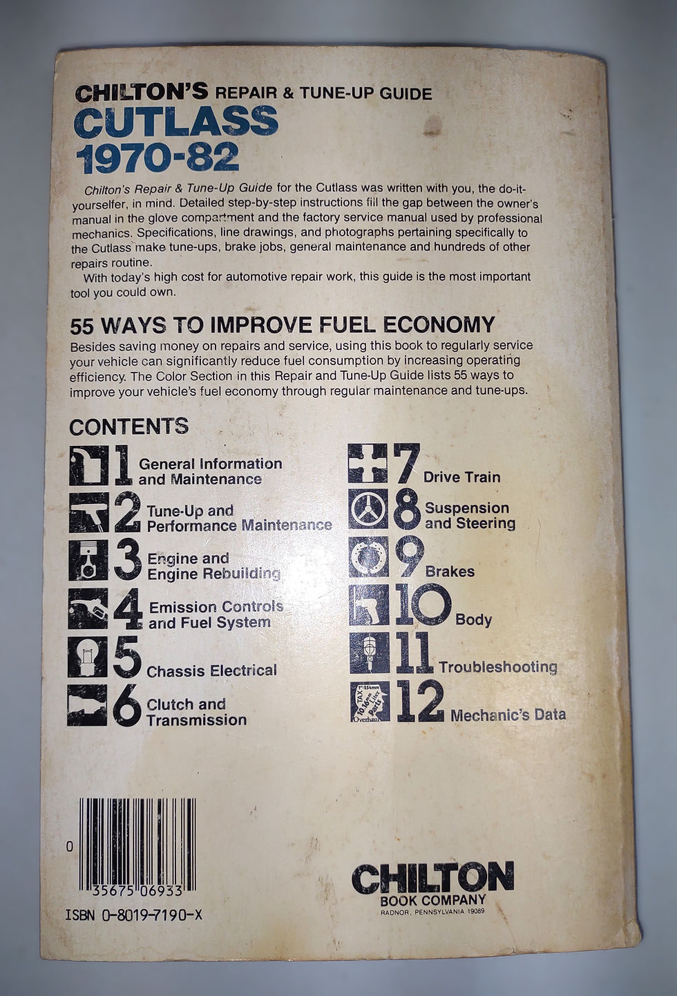 Thumbnail: Vintage 1982 Chilton's Repair & Tune-Up Guide-Cutlass 1970-82 Part No# 6933