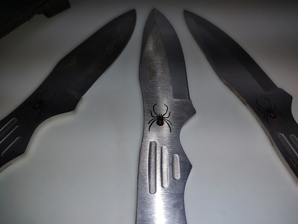 Thumbnail: Perfect Point 3 Throwing Knives (with Holster & Black Widow Design on knives)