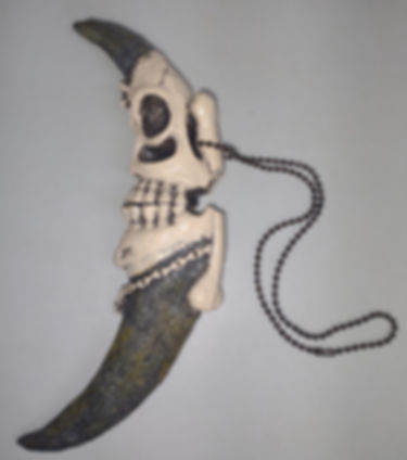 Crescent Shaped Skull Knife, Stainless (w/ ball chain)