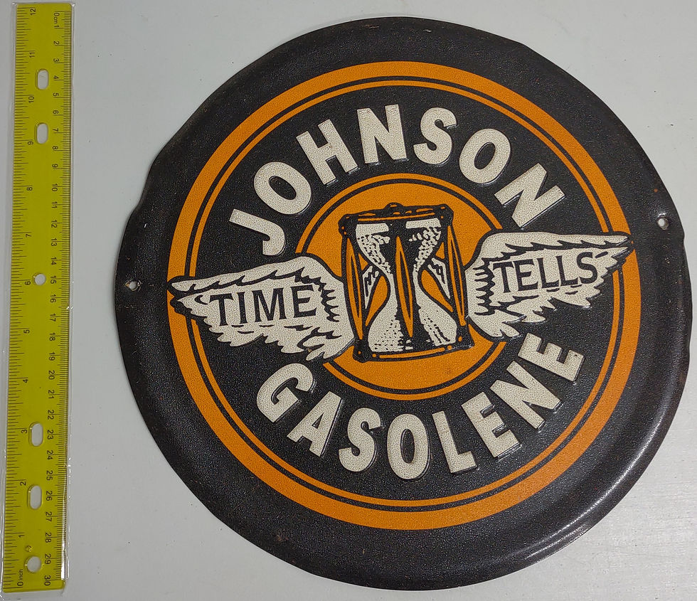 Thumbnail: Round Johnson Gasolene Metal/Tin Sign