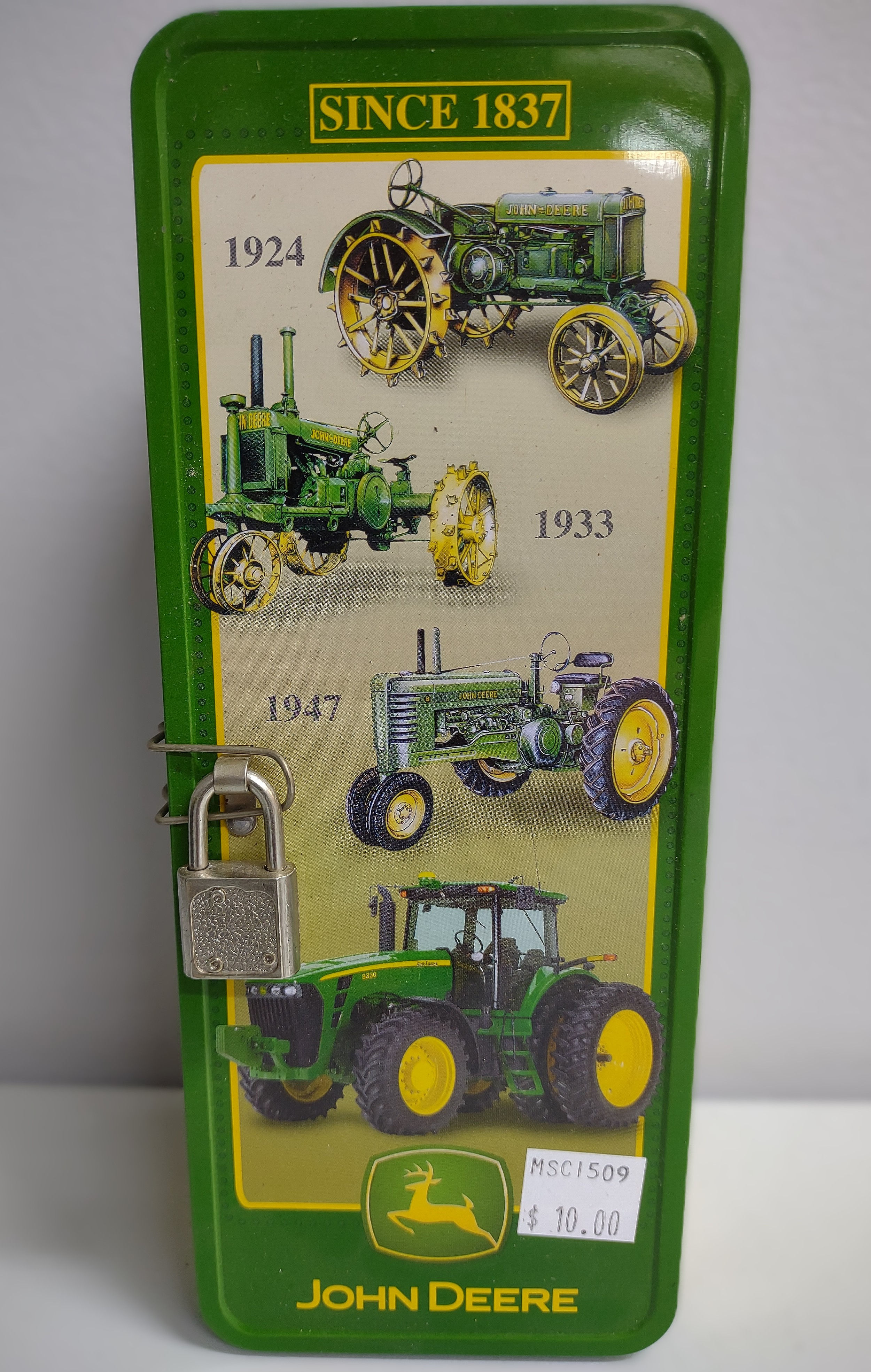 John Deere Mini Locker Tin with lock & key