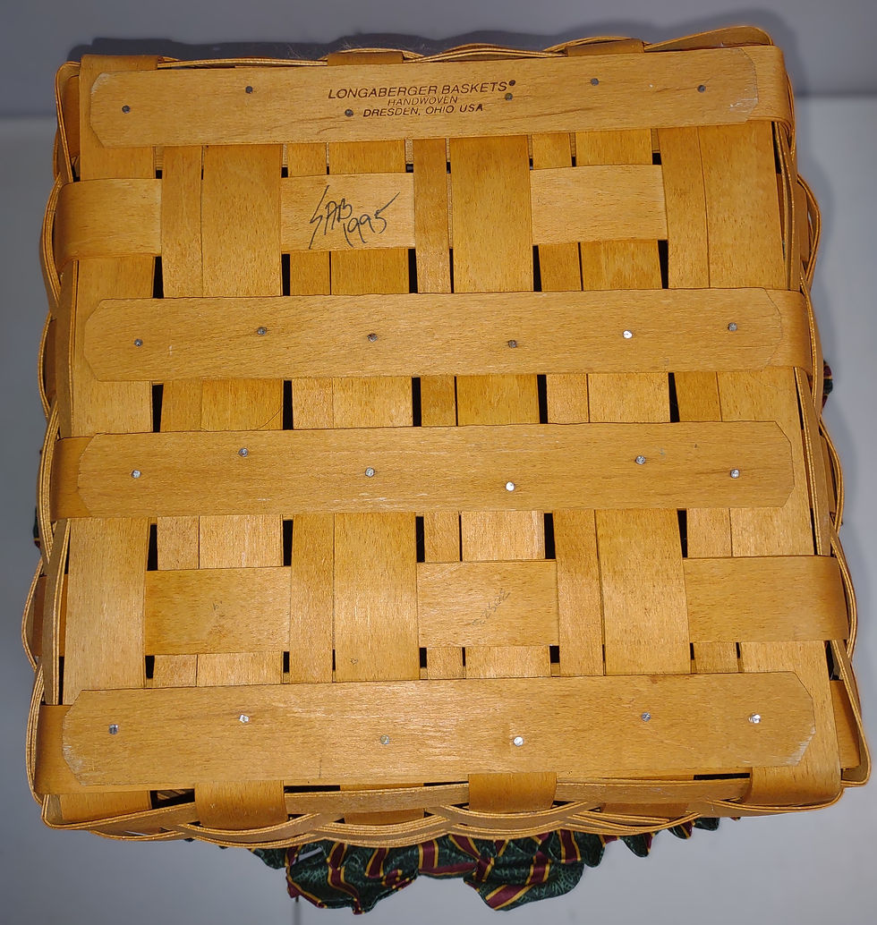 Thumbnail: Longaberger 1995 Holiday Hostess Evergreen Basket (w/ 2 swinging handles)