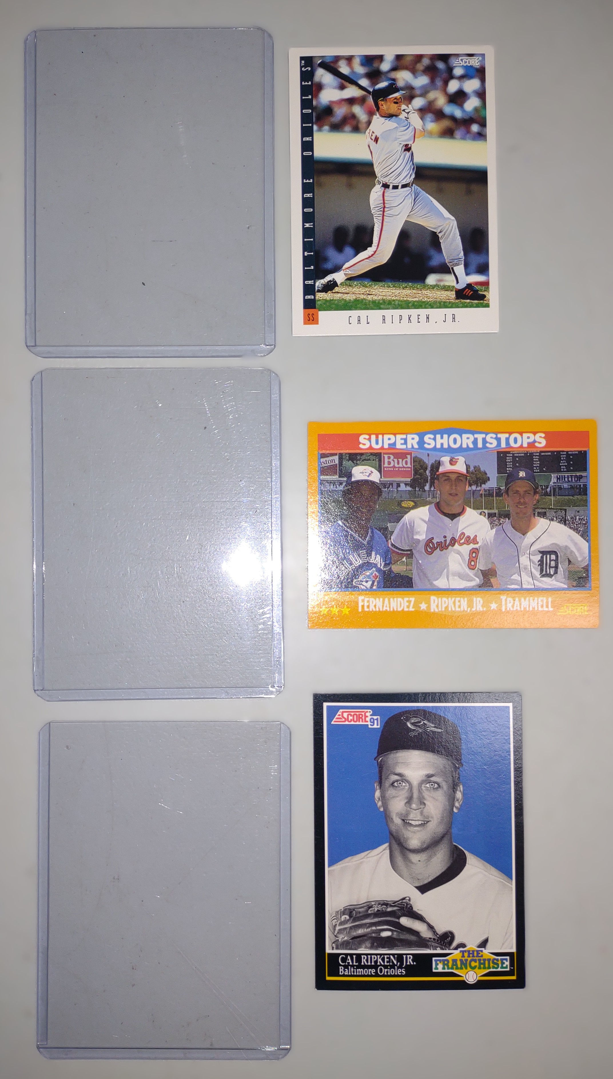 3 Player Card Pack With Cal Ripken, Jr., Fernandez & Trammel (w hard sleeves)