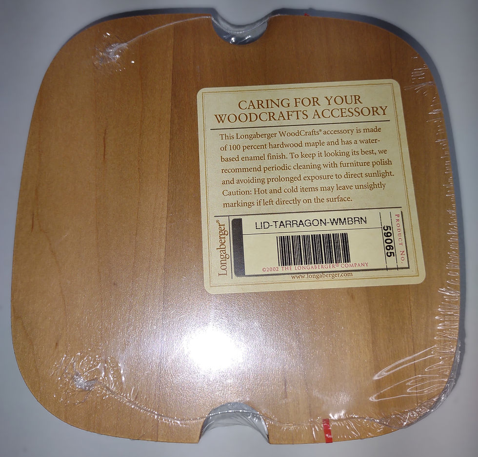 Longaberger Tarragon Basket Woodcrafts Lid