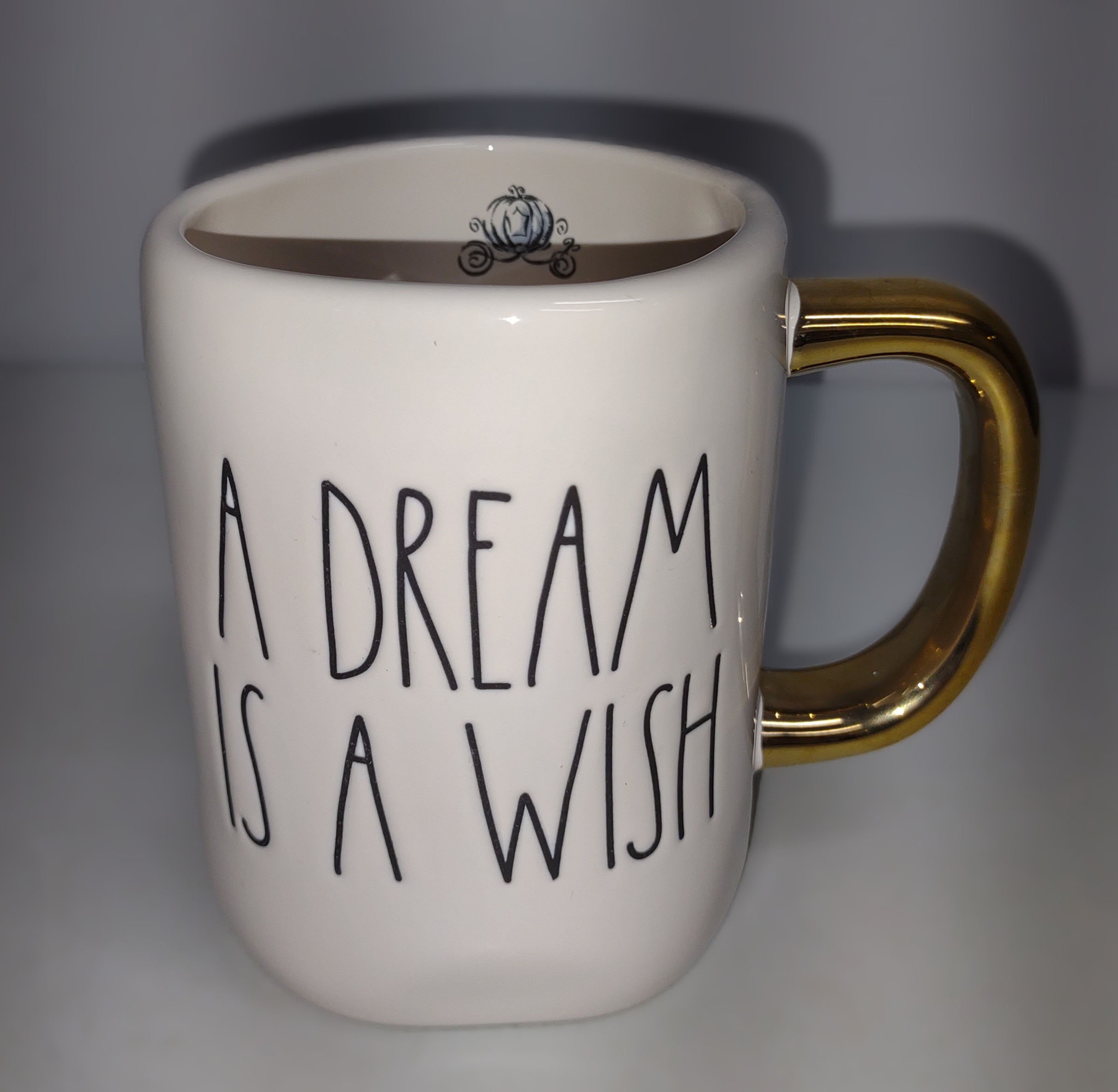 Rae Dunn "A Dream Is A Wish" Cinderella Mug (with gold handle)