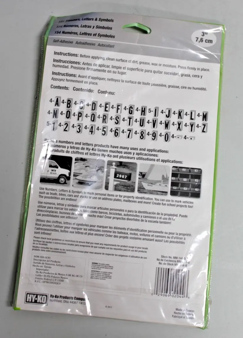 Thumbnail: 3" Self Adhesive 154 Letter & Number Stickers