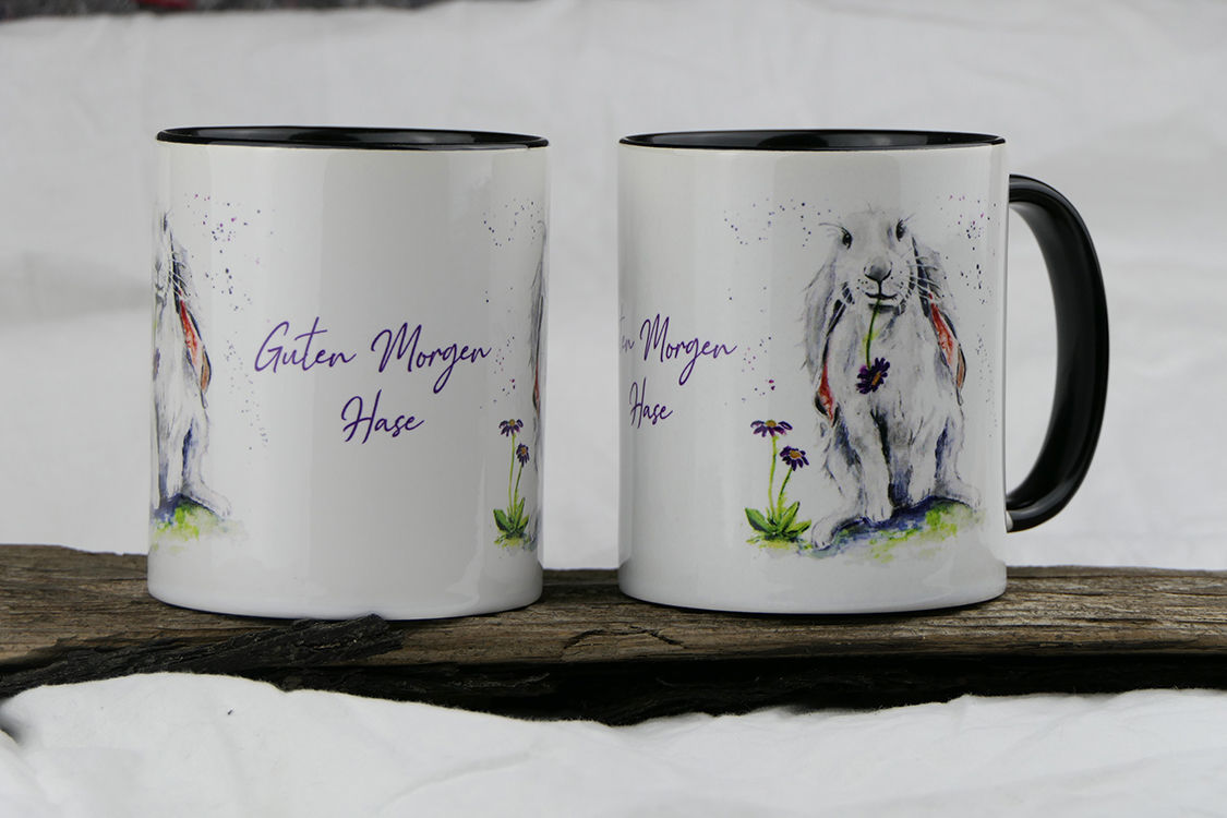 Keramik Kunsttasse "Hase 2 - Guten Morgen Hase"