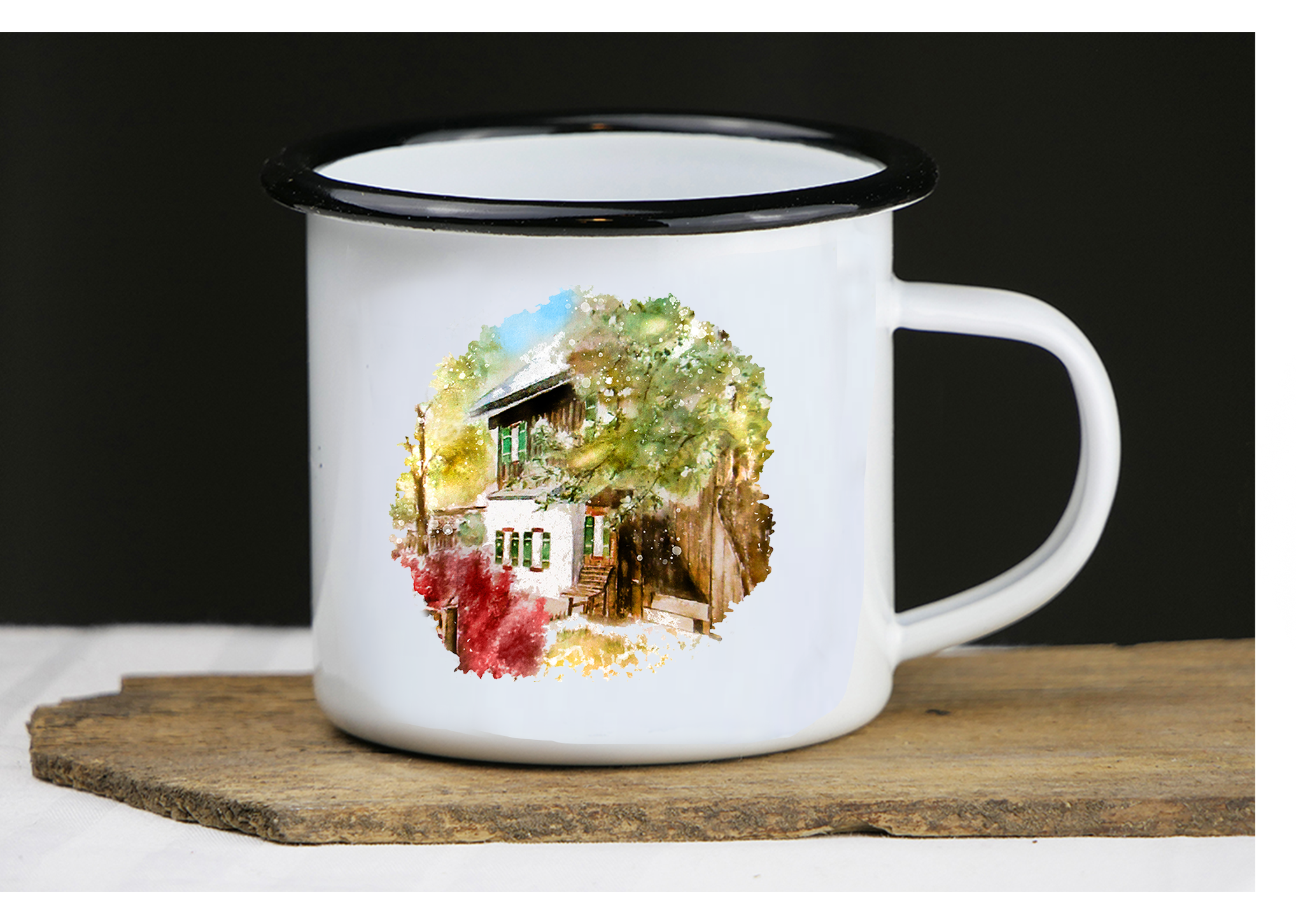 Emaille Kunsttasse "Bad Goisern - Untersee"