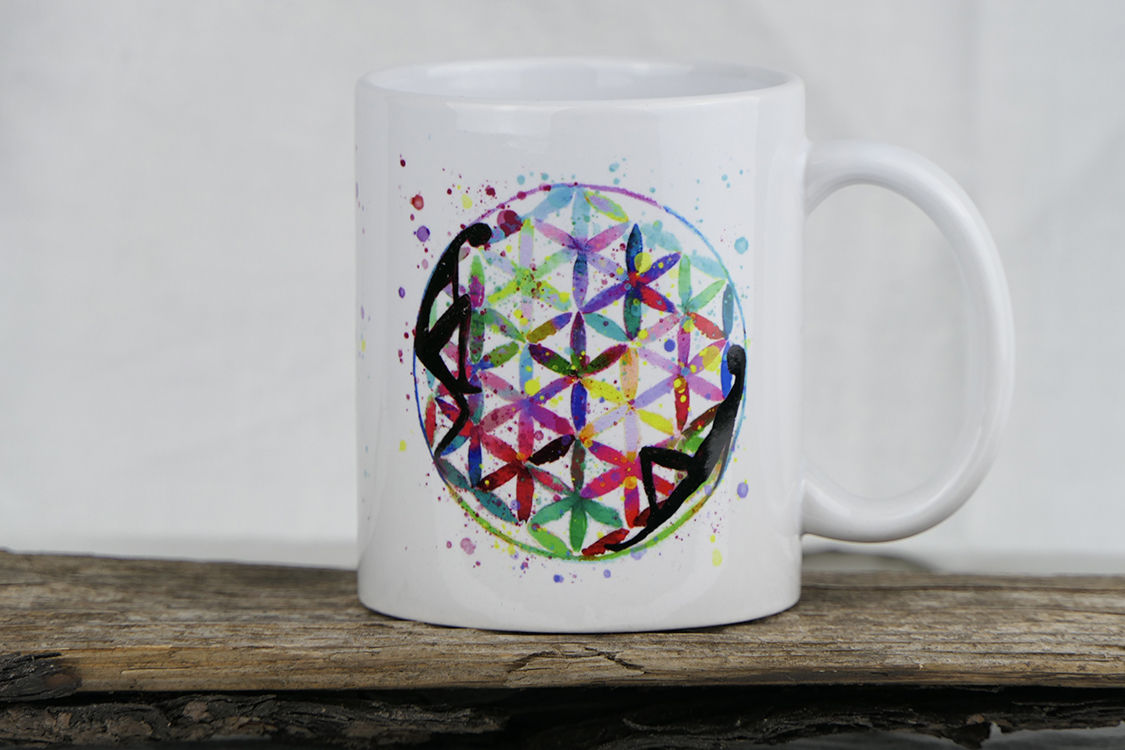 Keramik Kunsttasse "Blume des Lebens"