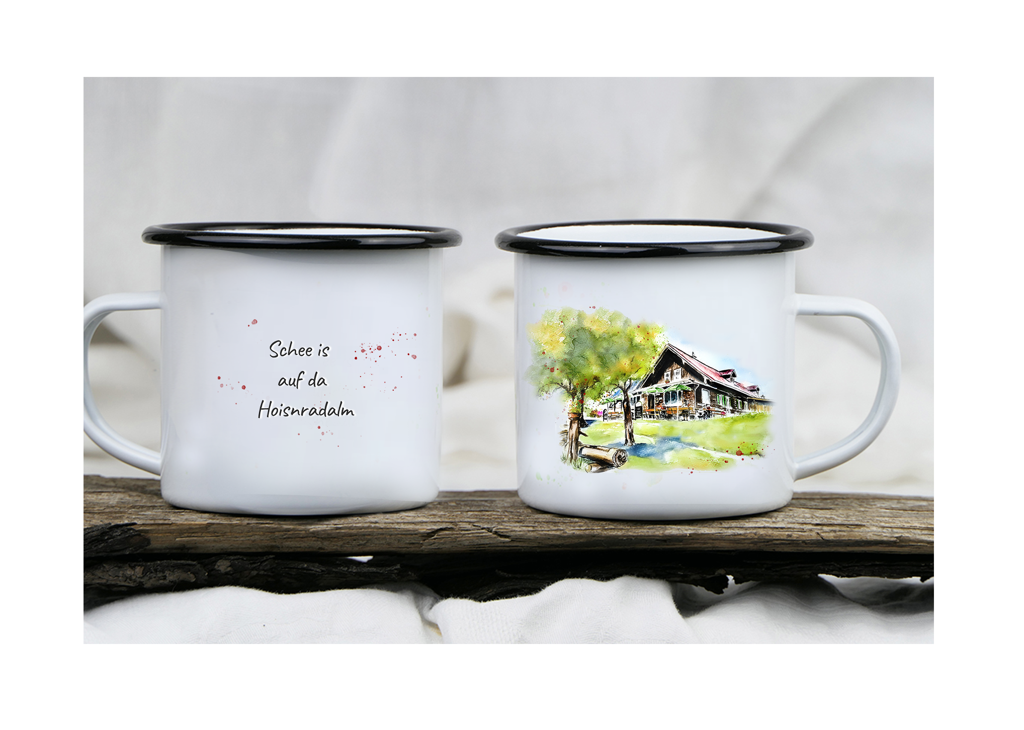 Emaille Kunsttasse "Hoisnradalm"