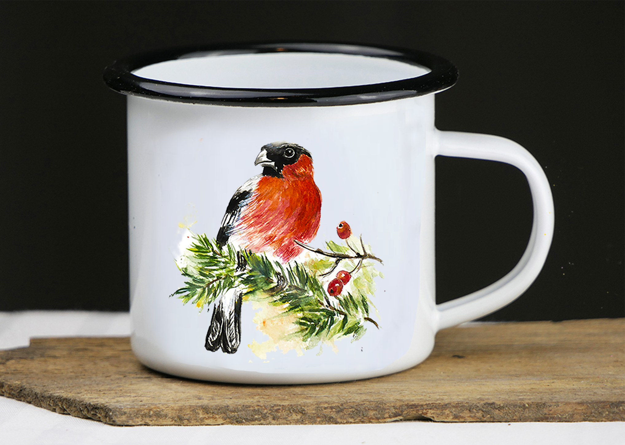 Emaille Kunsttasse "Gimpel"