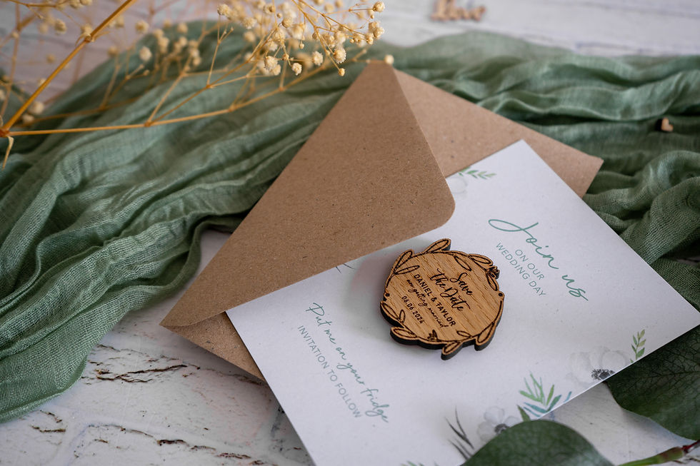 Thumbnail: Floral Wreath Wooden Fridge Magnet Save the Date