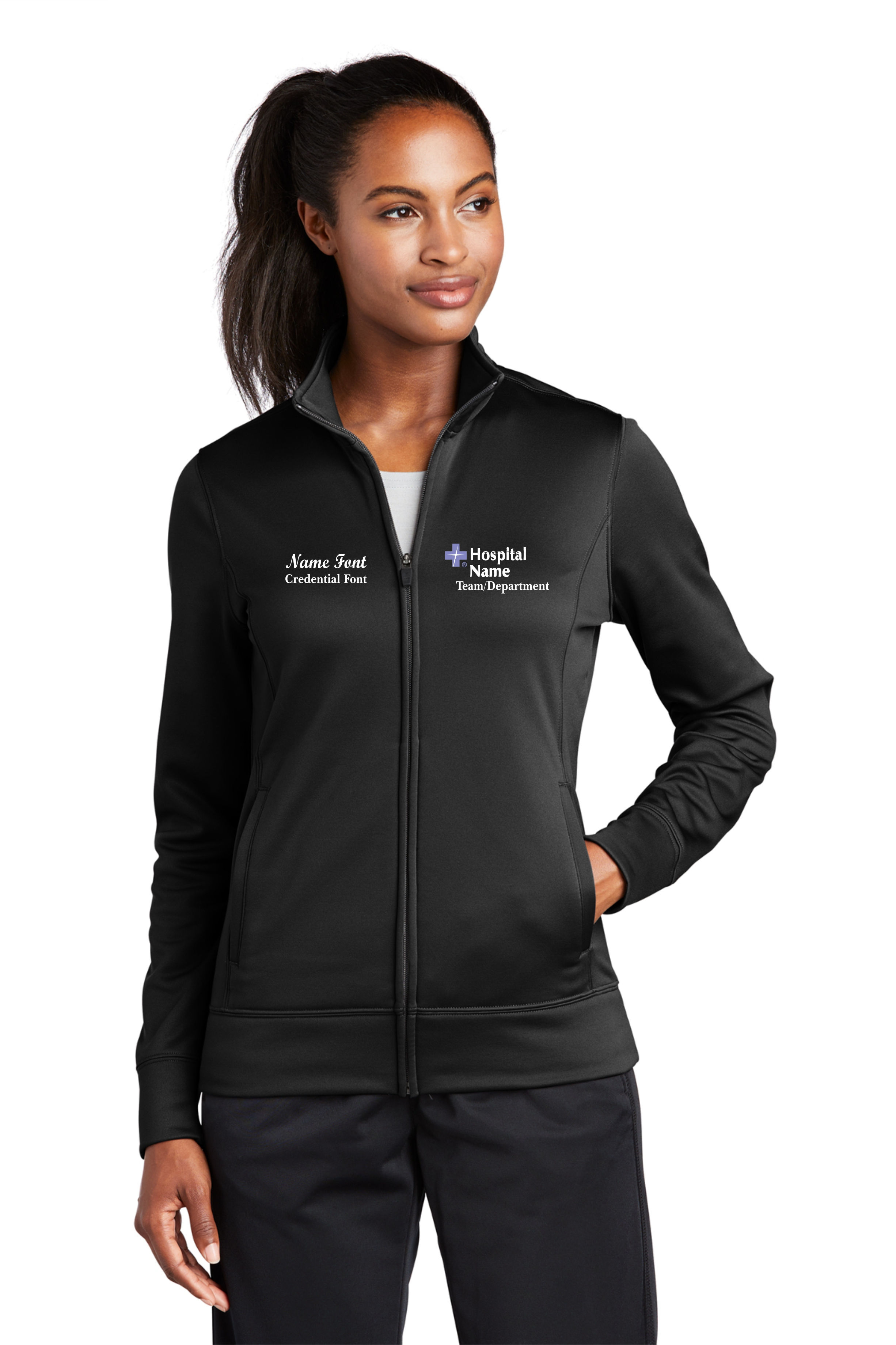 Cursive Name Style Sport-Tek® Ladies Sport-Wick® Fleece Full-Zip Jacke
