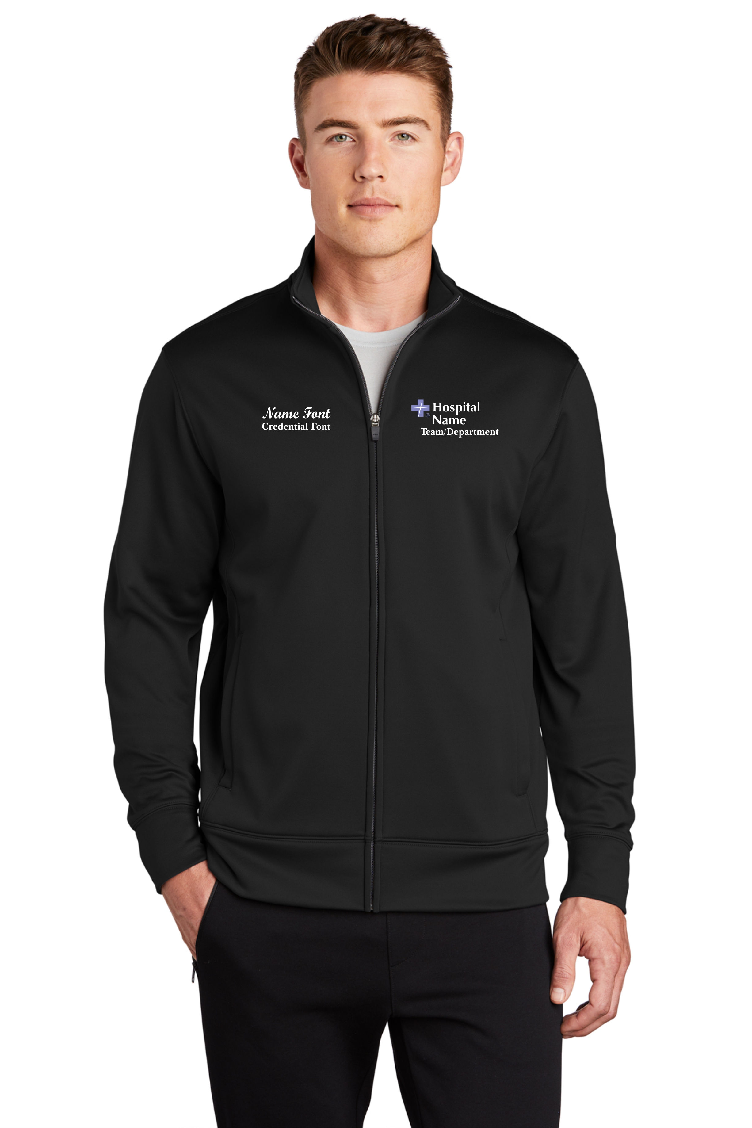 Cursive Name Style Sport-Tek® Sport-Wick® Fleece Full-Zip Jacket