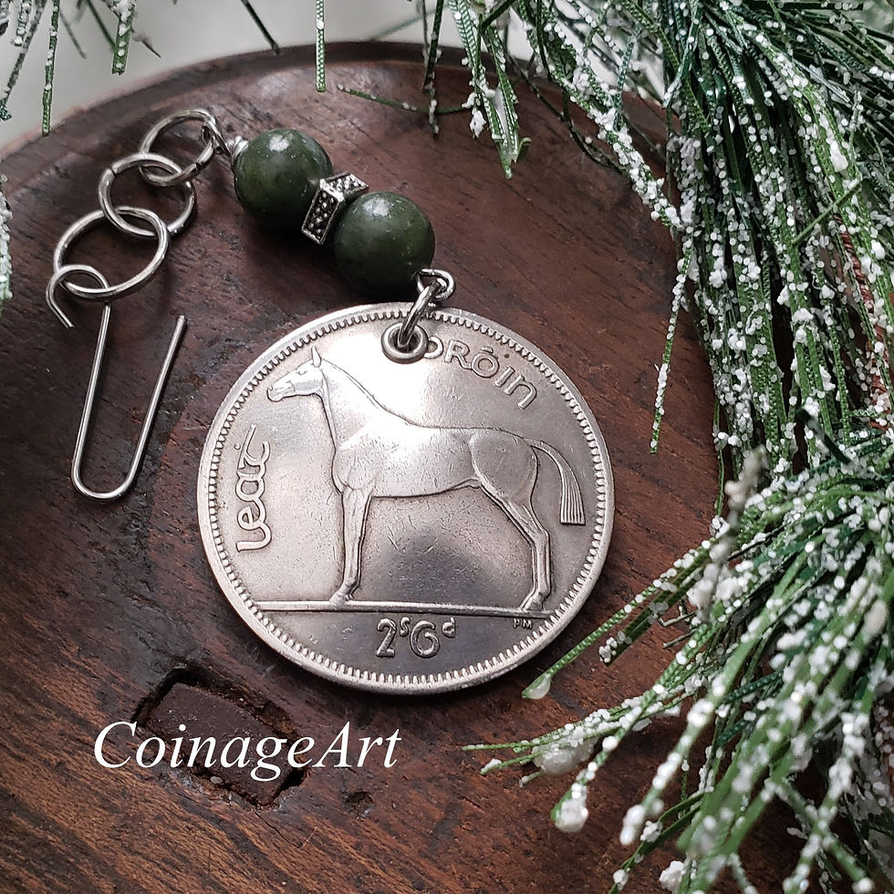 Thumbnail: Irish Coin Ornament w/Connemara Marble 5014
