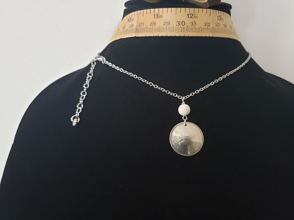 Thumbnail: Canada Deer 2005 Coin Necklace w/Howlite 5149