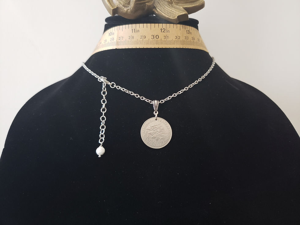 Thumbnail: Africa Antelope Coin Necklace w/Howlite 5142
