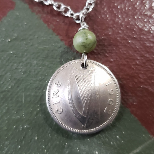 Celtic Harp Coin Necklace, Connemara 